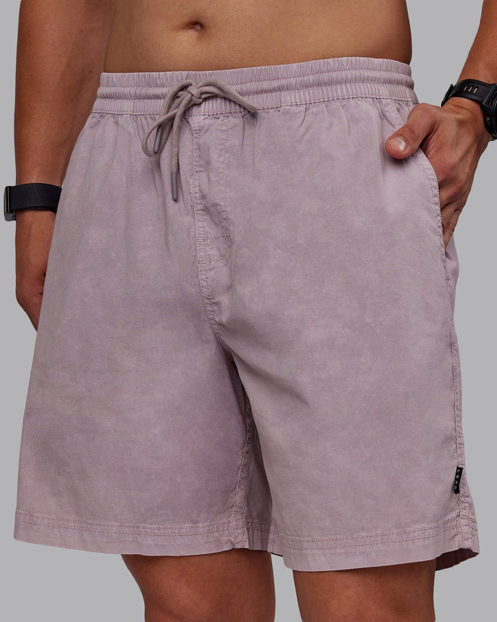 Man wearing Washed Daily 7&quot; Shorts - Greyish Purple
