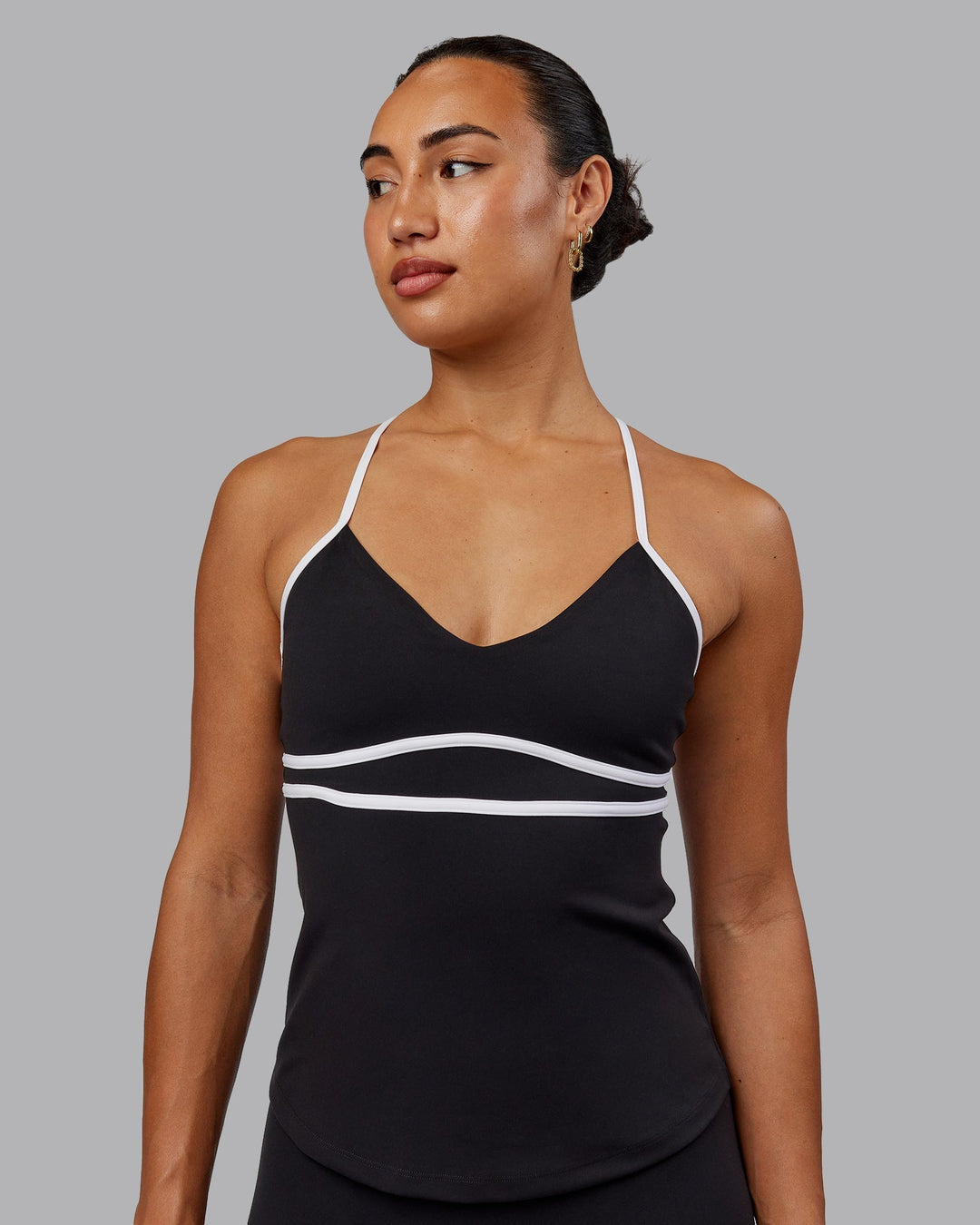 Woman wearing Distinction Performance Tank - Black-White