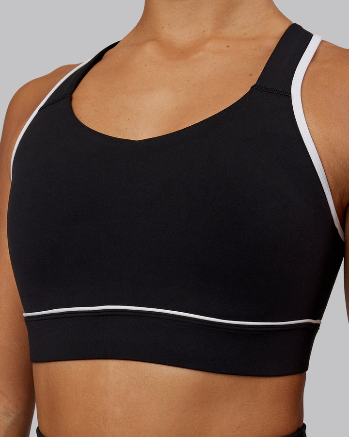 Woman wearing Distinction Sports Bra - Black-White
