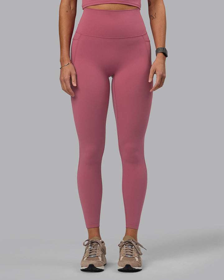 Woman wearing Elixir Full Length Leggings With Pockets - Mauve Haze
