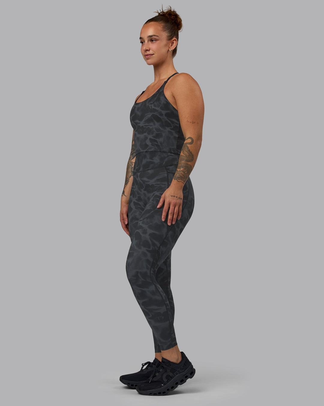 Woman wearing Elixir Ultra High-Rise Full Length Leggings Pockets - Tranquil-Black