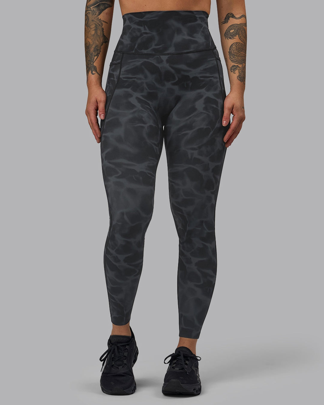 Woman wearing Elixir Ultra High-Rise Full Length Leggings Pockets - Tranquil-Black