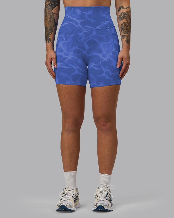 Woman wearing Elixir Mid-Length Shorts With Pockets - Tranquil-Power Cobalt
