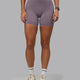 Woman wearing Elixir Mid-Length Shorts With Pockets - Purple Sage