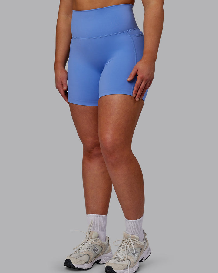 Woman wearing Elixir Mid-Length Shorts with Pockets - Ultramarine
