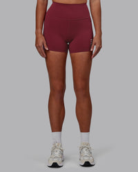 Women Wearing Flux Ultra High-Rise 4" Short Pockets - Cranberry