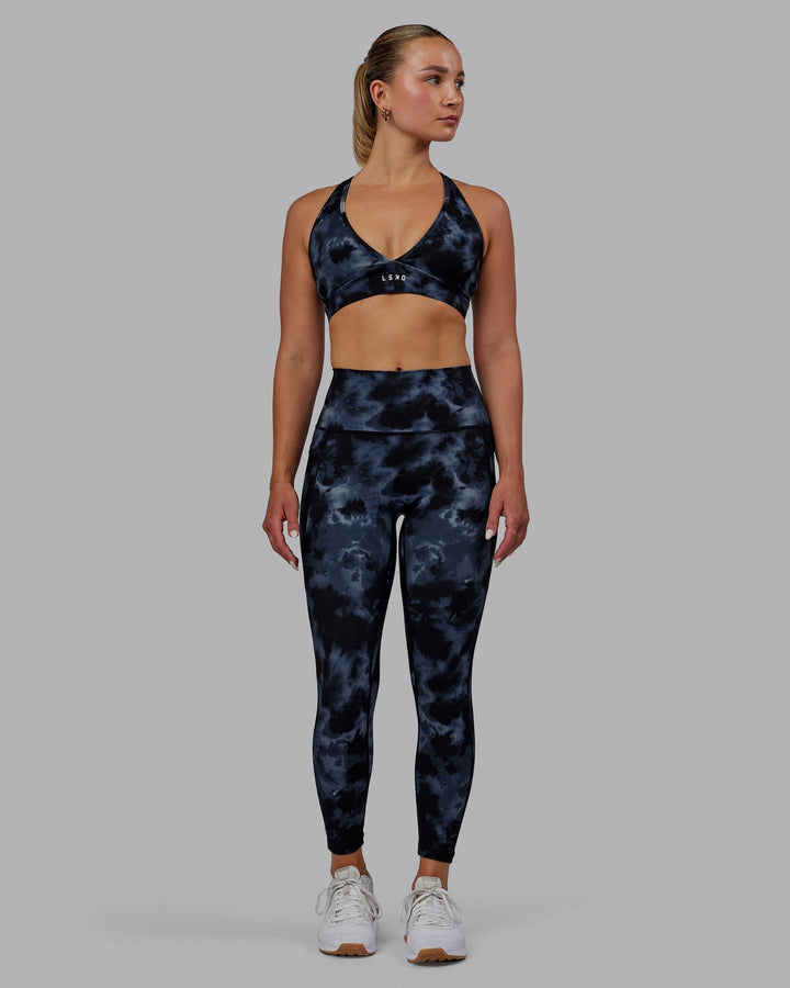 Woman wearing Form Sports Bra - Tie Dye-Midnight
