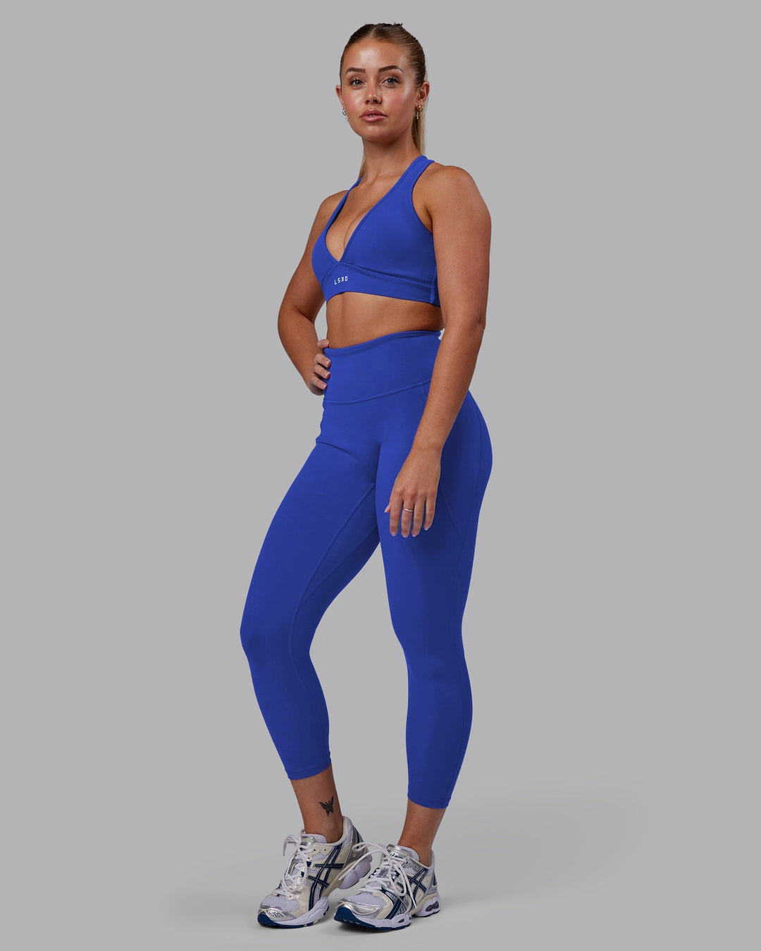 Woman wearing Fusion 7/8 Length Leggings - Power Cobalt