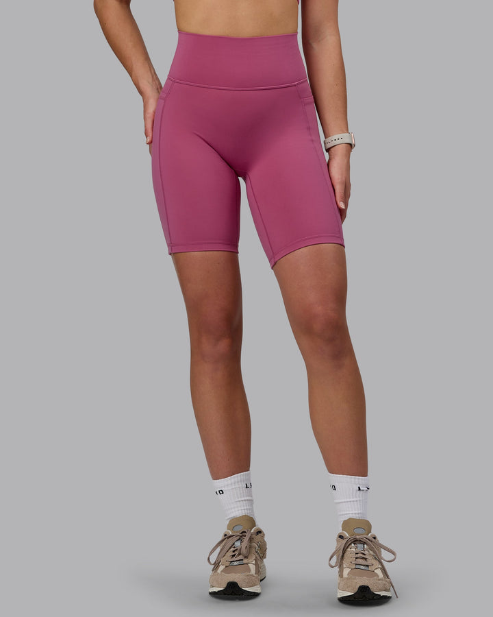 Woman wearing Fusion Bike Shorts with Pockets - Mauve Haze
