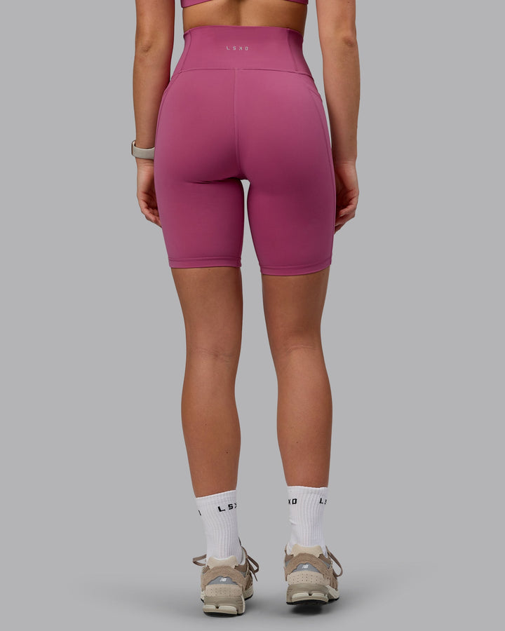 Woman wearing Fusion Bike Shorts with Pockets - Mauve Haze
