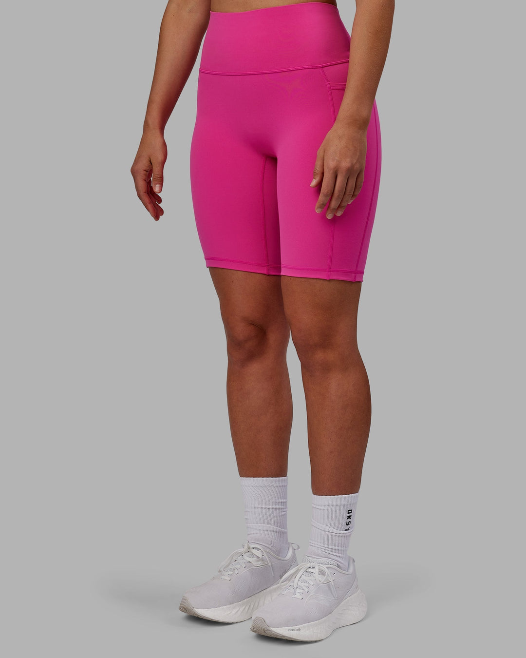 Woman wearing Fusion Bike Shorts - Fuchsia Pink