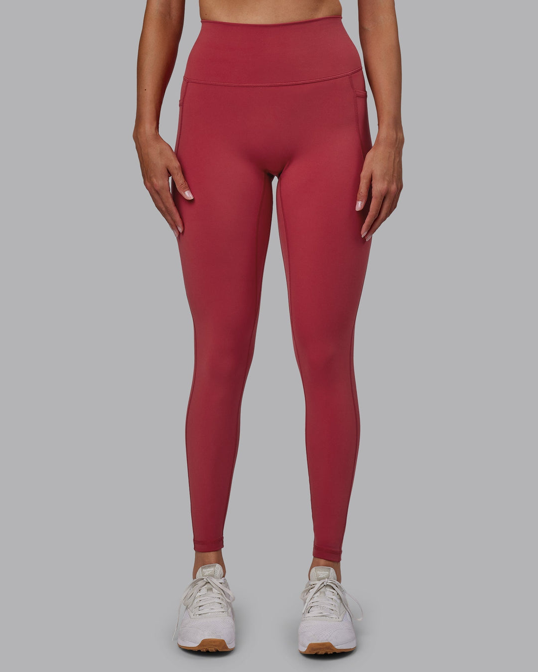 Woman wearing Fusion Full Length Leggings - Claret