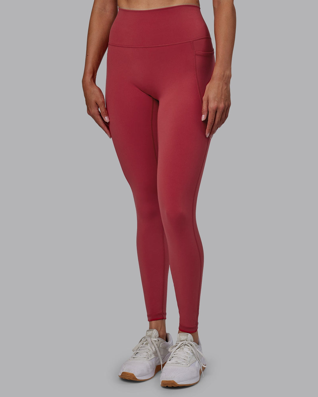 Woman wearing Fusion Full Length Leggings - Claret