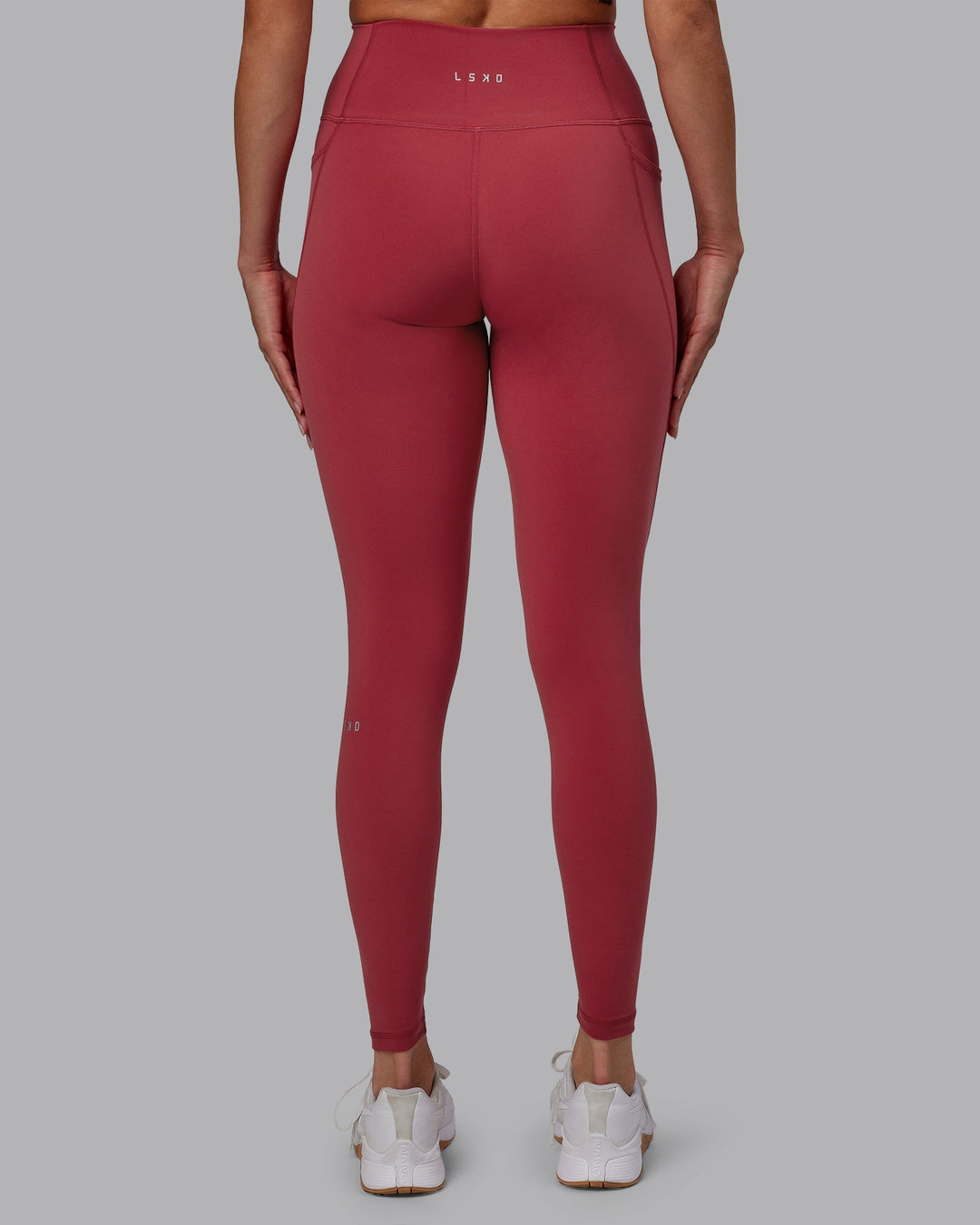 Woman wearing Fusion Full Length Leggings - Claret