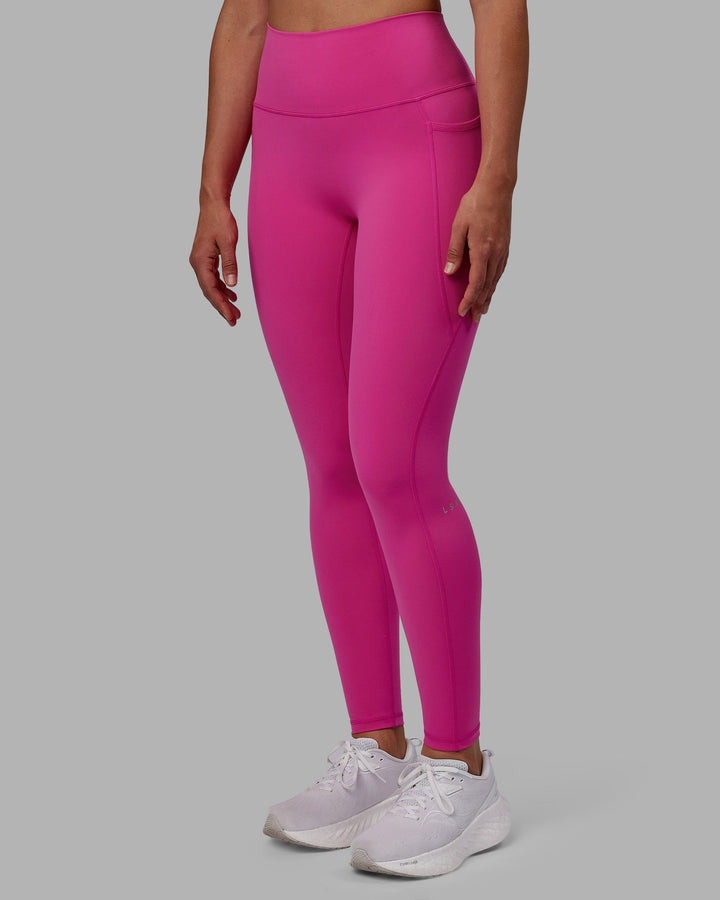 Woman wearing Fusion Full Length Leggings - Fuchsia Pink
