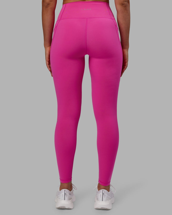 Woman wearing Fusion Full Length Leggings - Fuchsia Pink
