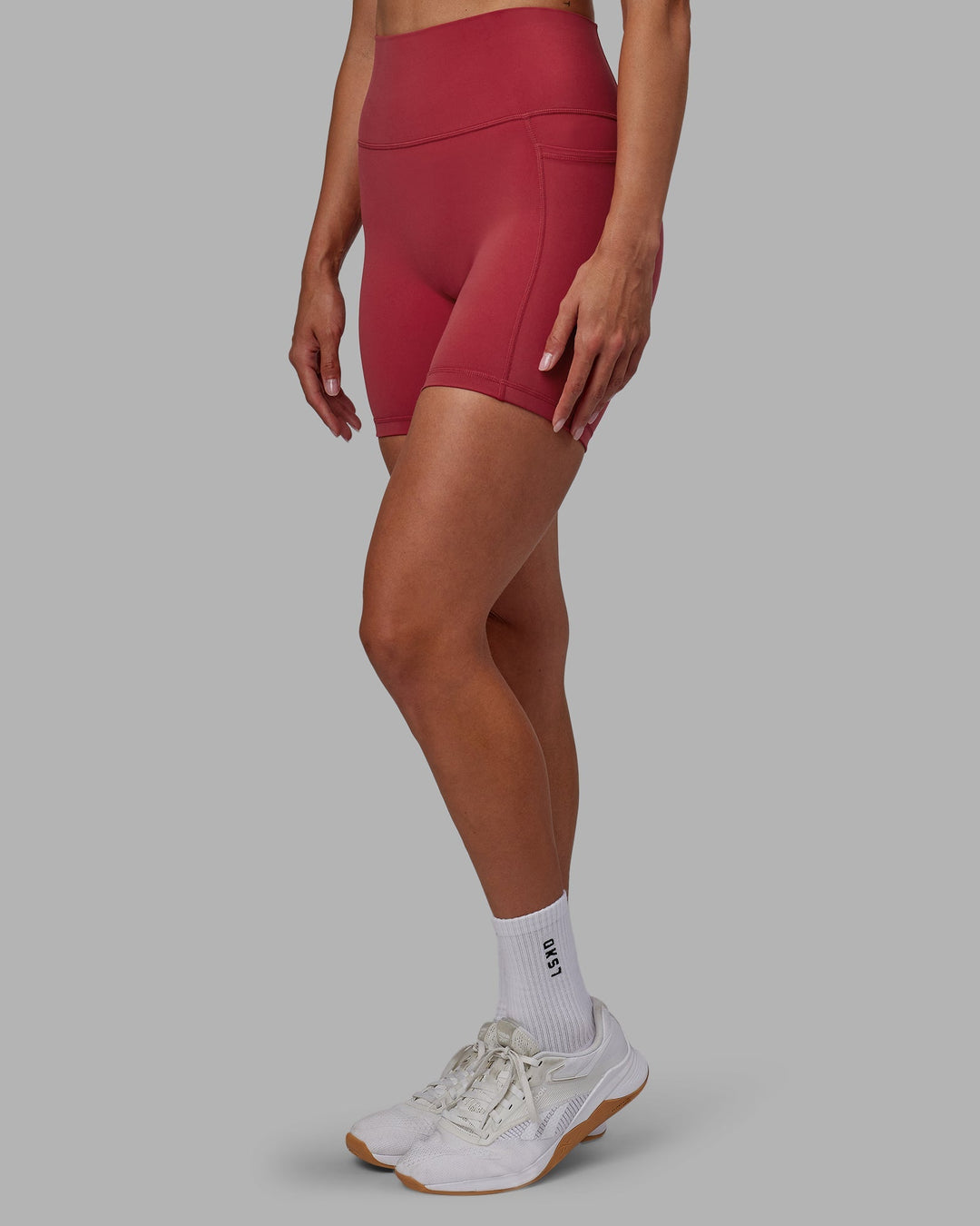 Woman wearing Fusion Mid-Length Shorts - Claret