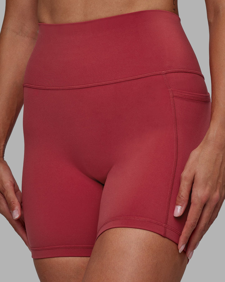 Woman wearing Fusion Mid-Length Shorts - Claret
