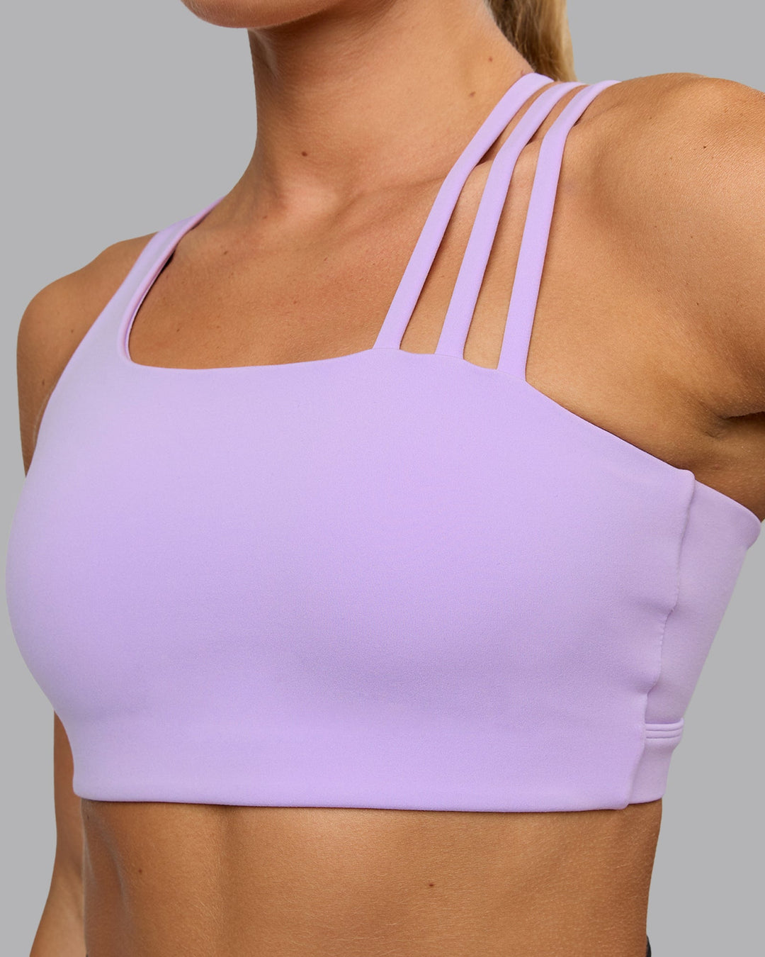 Woman wearing Galvanise Sports Bra - Pale Lilac