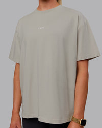 Woman wearing Go-To FLXCotton Oversized Tee - Shale Beige | Thumbnail Index: 4