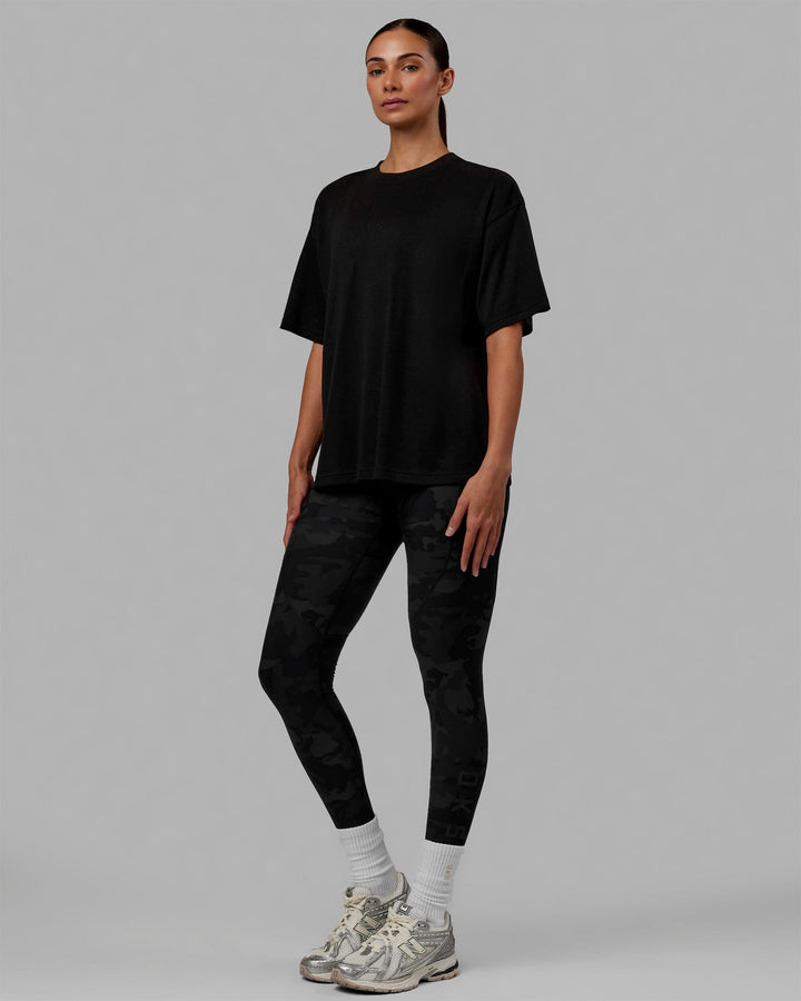 Woman wearing Go-To Modal Oversized Tee - Black-Black
