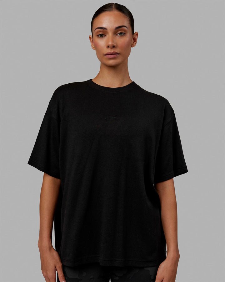 Woman wearing Go-To Modal Oversized Tee - Black-Black
