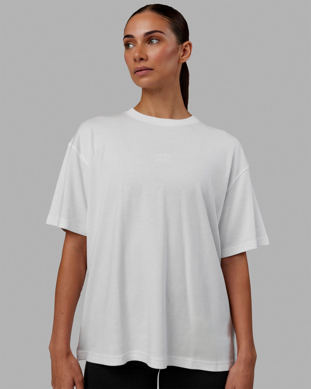 Woman wearing Go-To Modal Oversized Tee - White-White