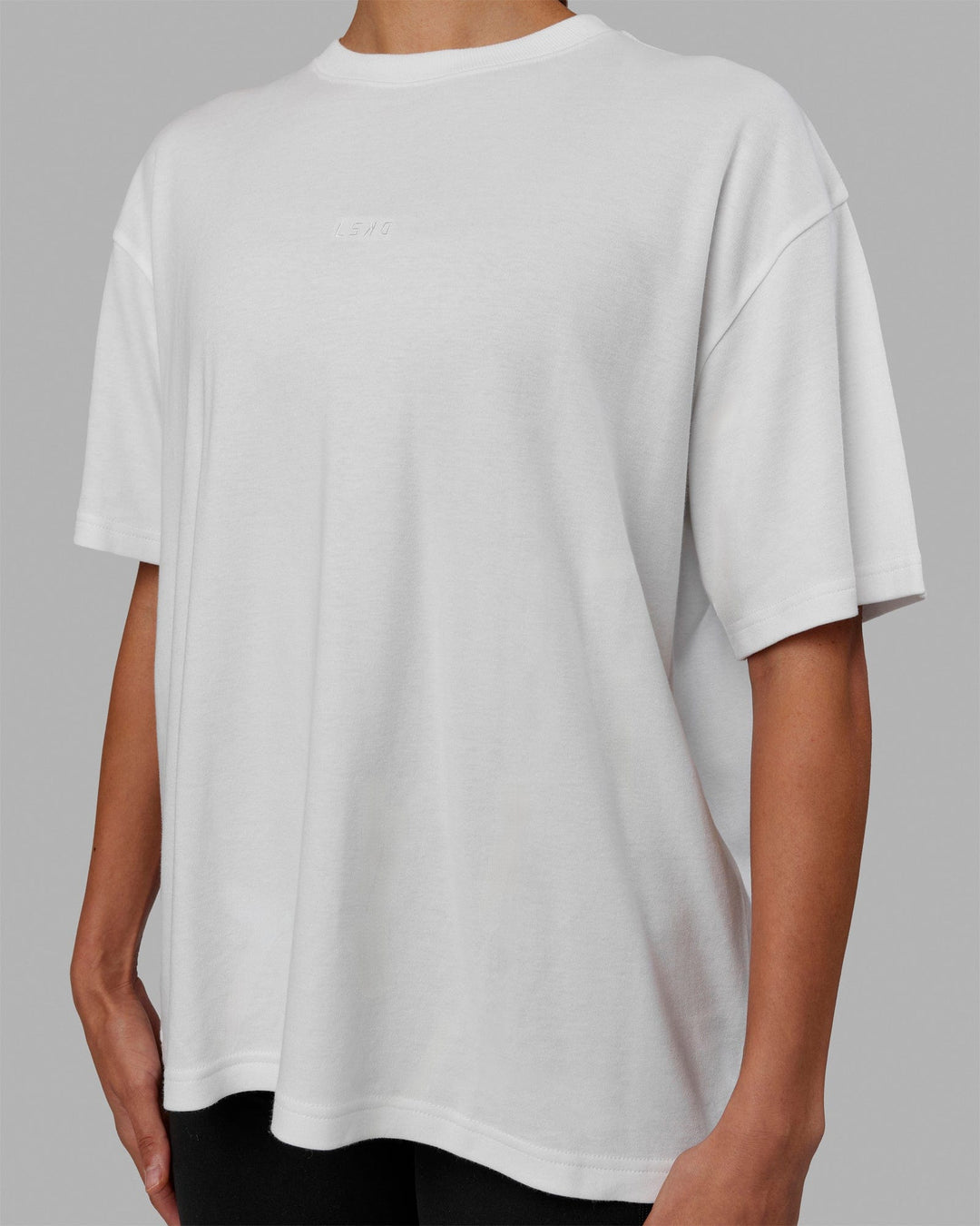Woman wearing Go-To Modal Oversized Tee - White-White