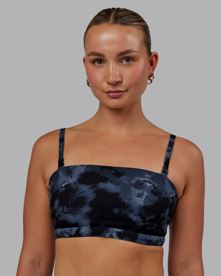 Woman wearing Inspire Sports Bra - Tie Dye-Midnight
