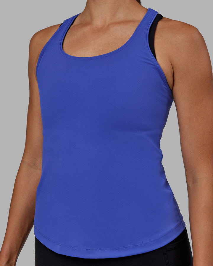 Woman wearing Lift Performance Tank - Power Cobalt
