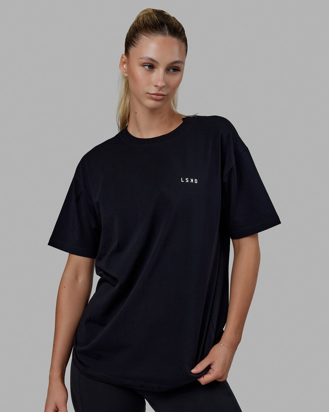 Unisex Lift-Up FLXCotton Tee Oversize - Black-White