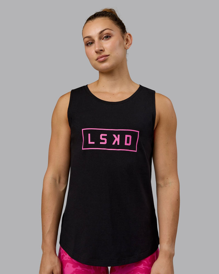 Luna FLXCotton Longline Tank - Black-Ultra Pink
