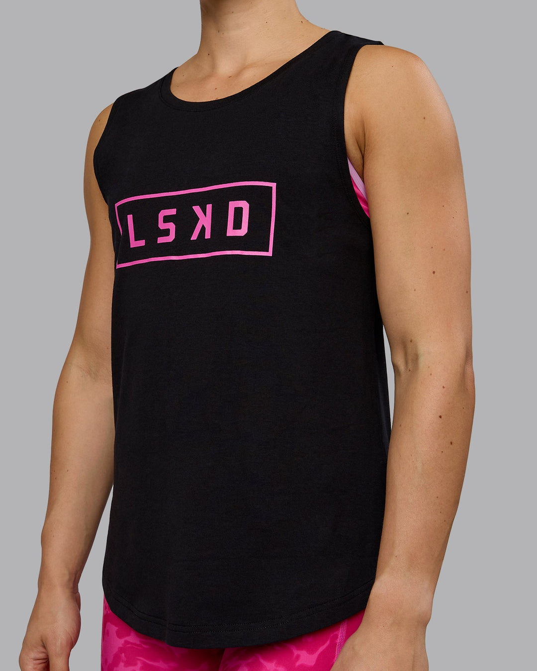 Luna FLXCotton Longline Tank - Black-Ultra Pink