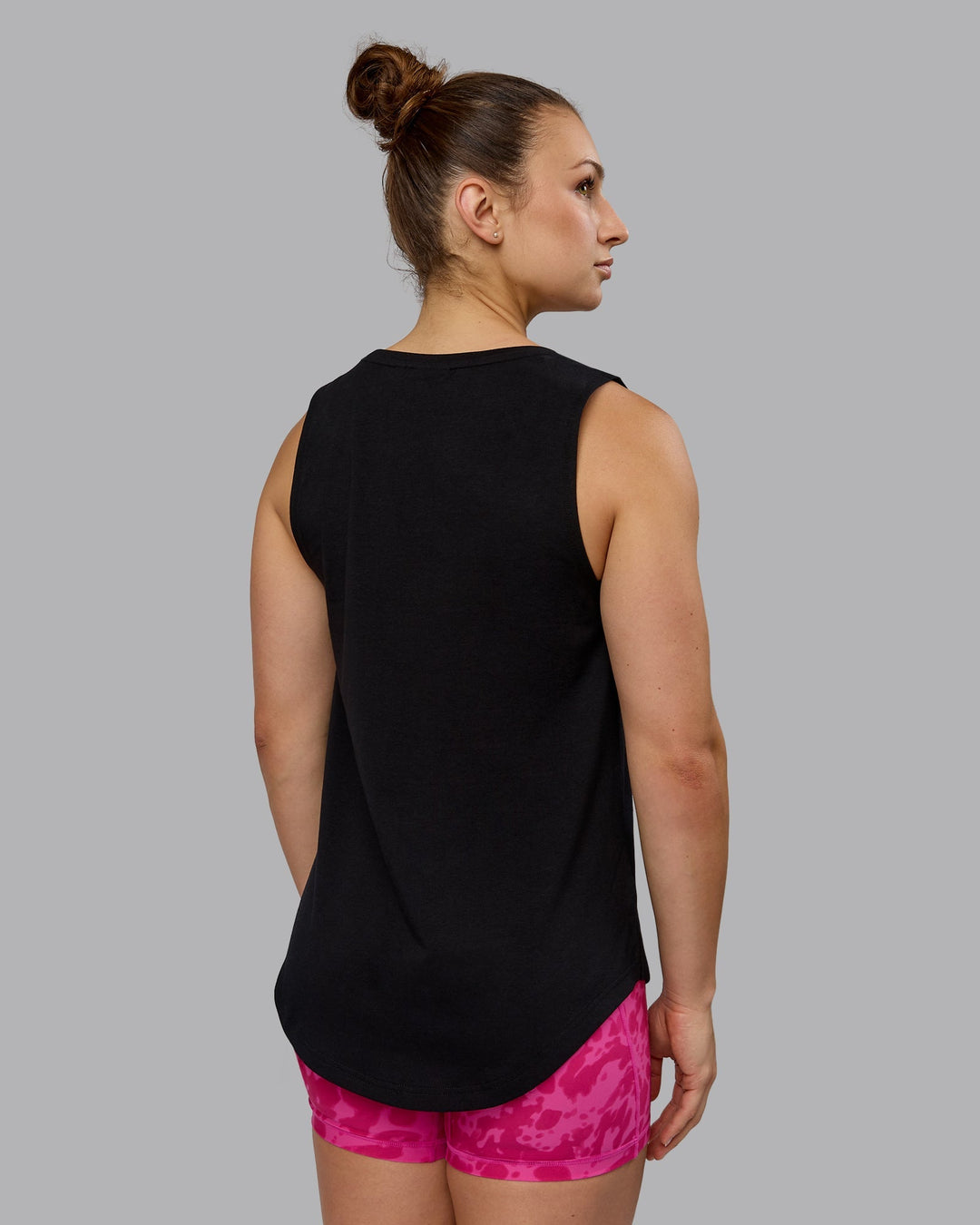 Luna FLXCotton Longline Tank - Black-Ultra Pink