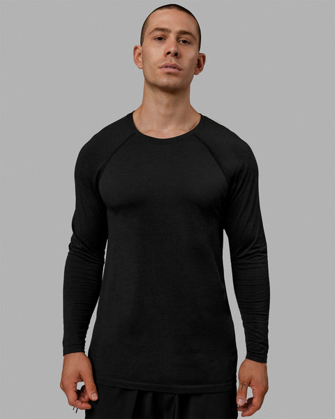Mens AeroFLX+ Seamless Long Sleeve Tee - Black Marl | LSKD