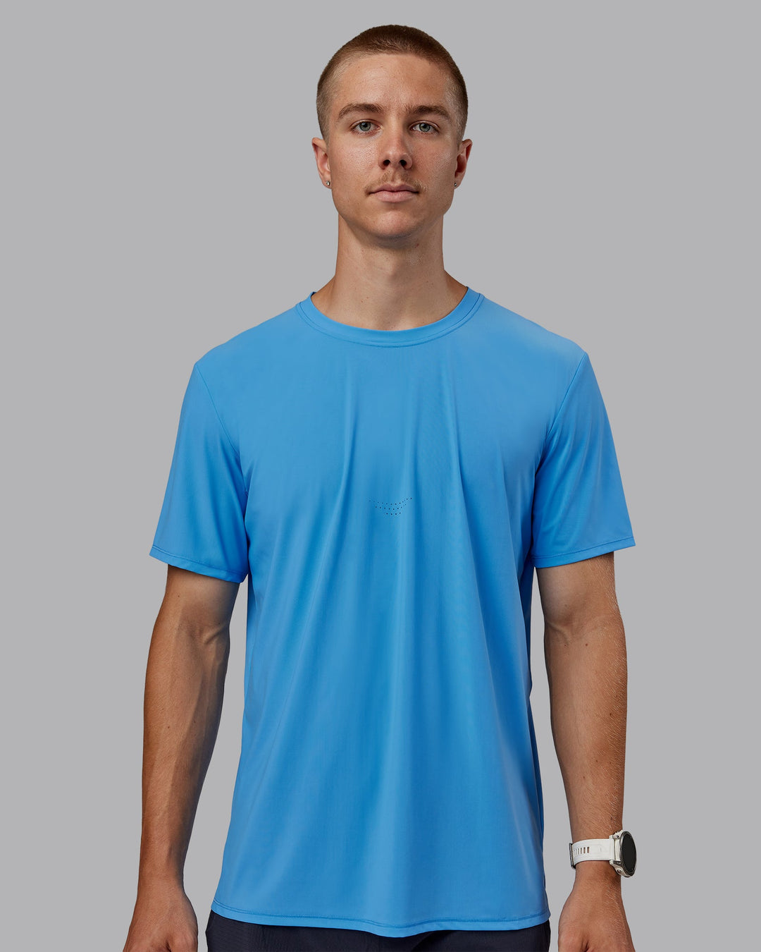 Man wearing Cadence Tee - Azure Blue