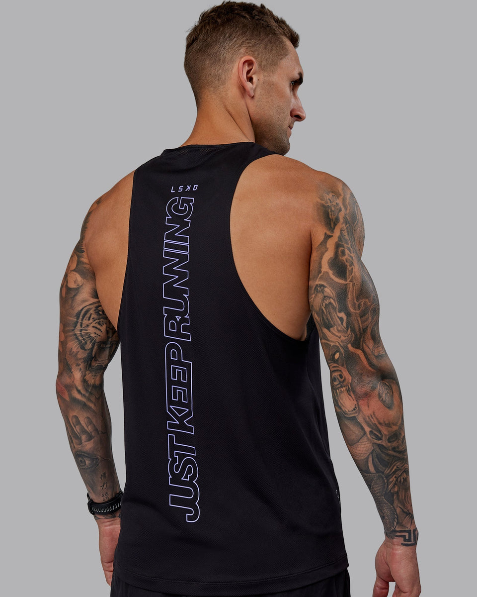 Man wearing Pace Keep on Running Tank - Black-Dahlia Purple