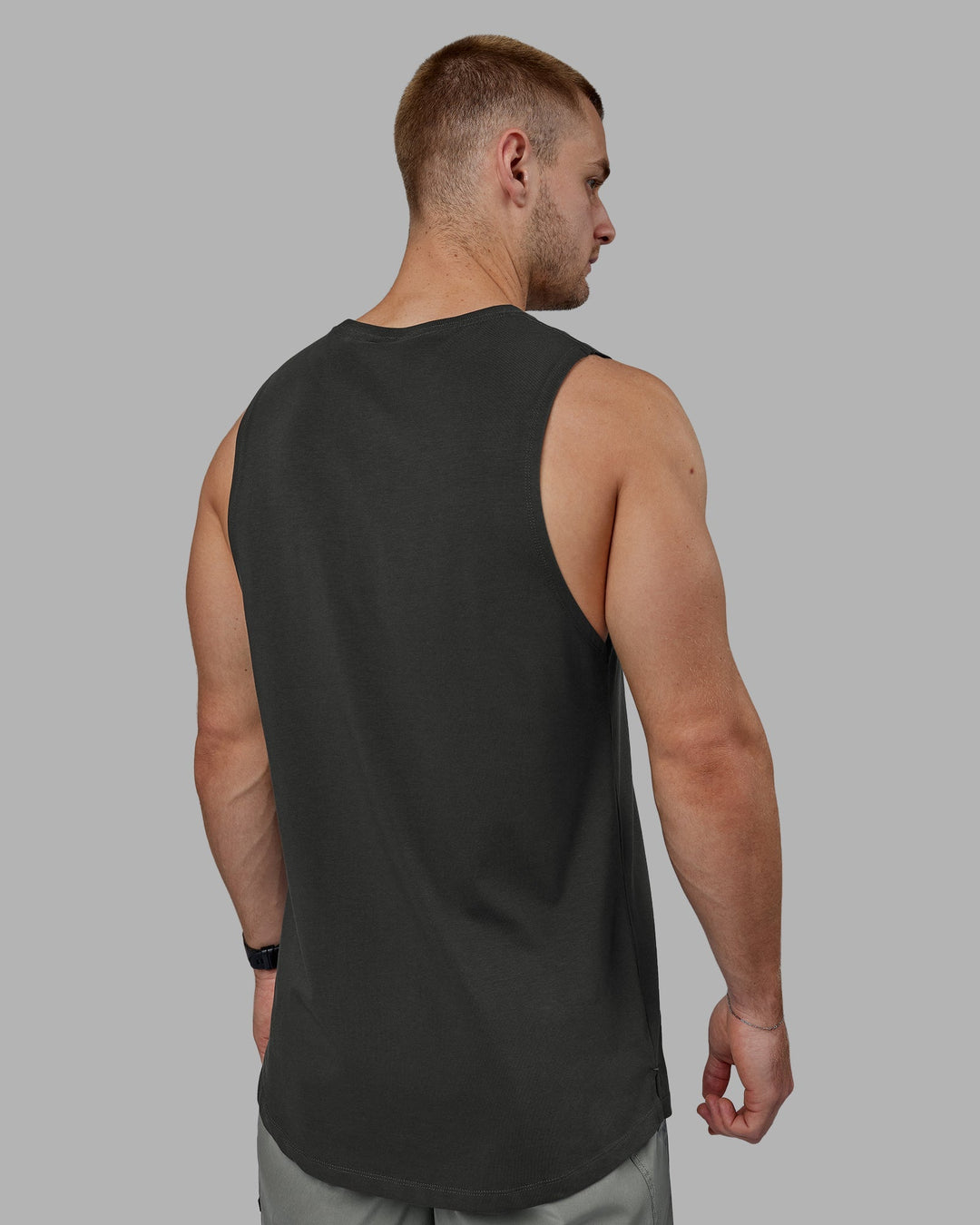 Man wearing Deluxe PimaFLX Tank - Pirate Black