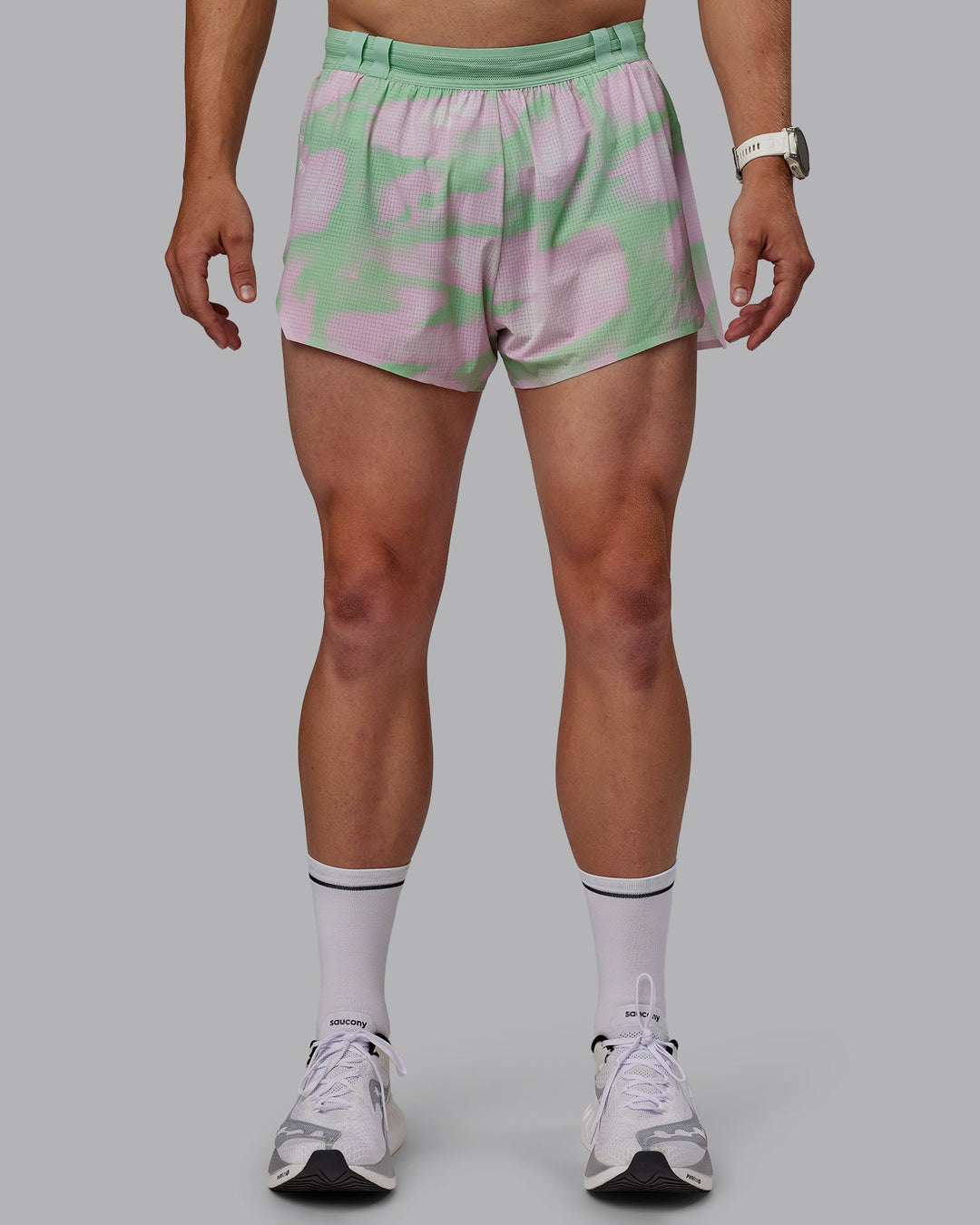 Man wearing Race Day 3&quot; Lined Running Shorts - Mystic Print