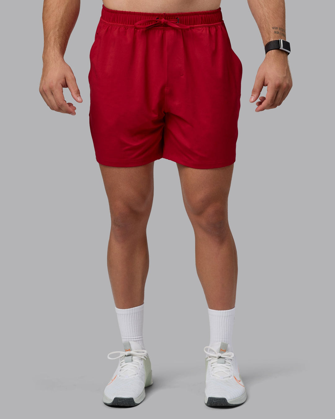 Man wearing Restore 6&quot; CloudFLX Shorts - Cherry Red