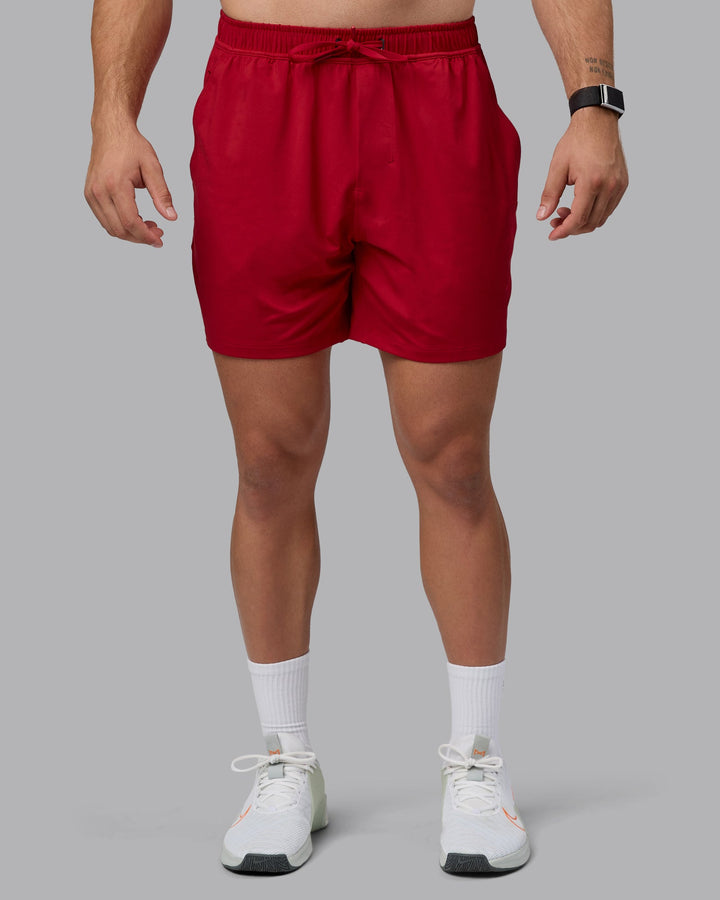 Man wearing Restore 6&quot; CloudFLX Shorts - Cherry Red
