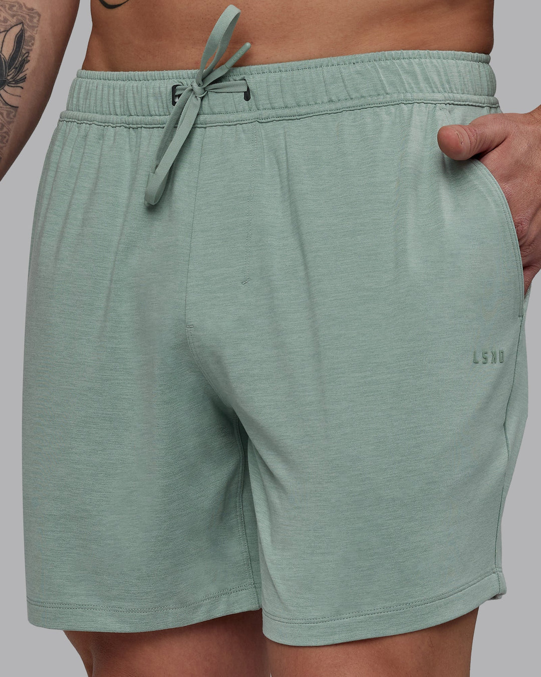 Man Wearing Restore CloudFLX Short - Iceberg Green Marl