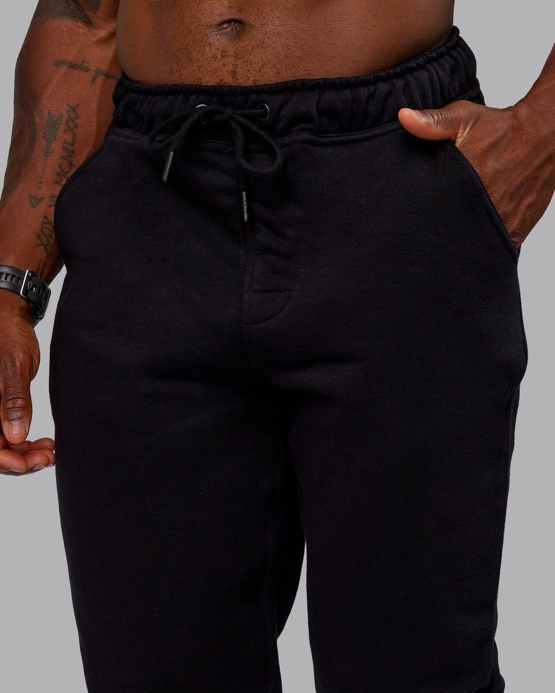 Man wearing Terry Track Pants - Black