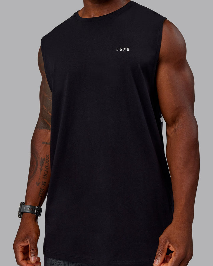 Man wearing Move Fast Value Series FLXCotton Tank - Black-White
