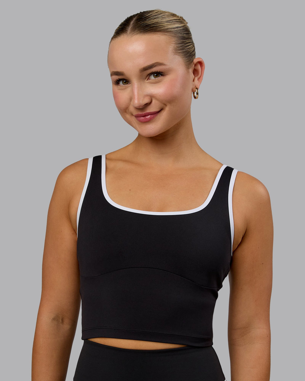 Woman wearing Nexus Active Tank - Black-White