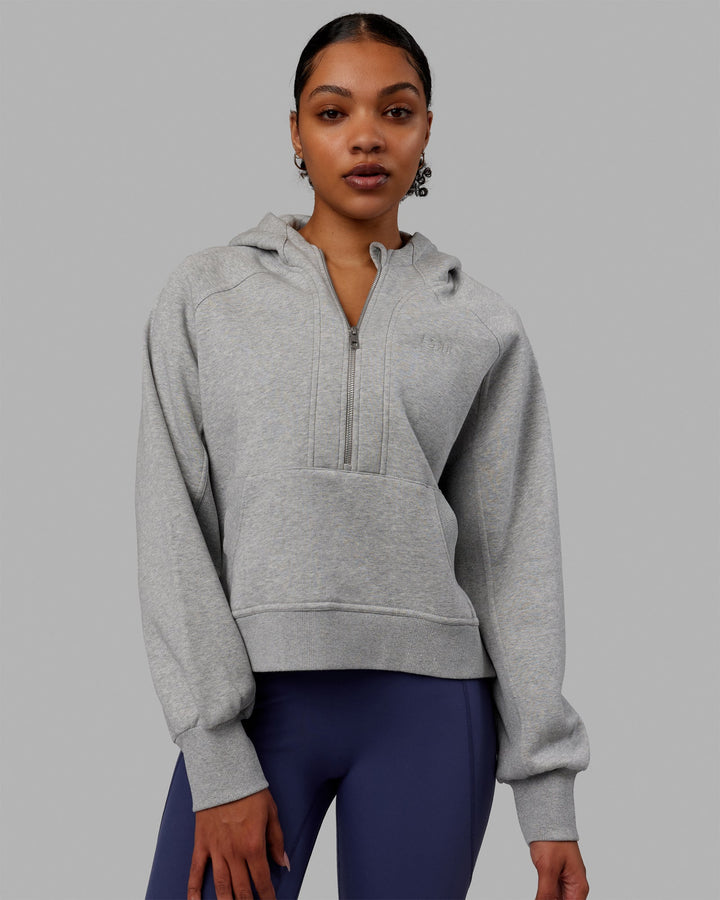 Woman wearing Pursue Hoodie - Light Grey Marl