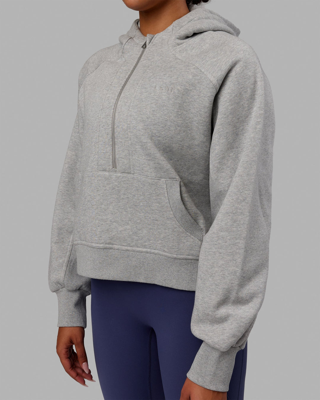 Woman wearing Pursue Hoodie - Light Grey Marl