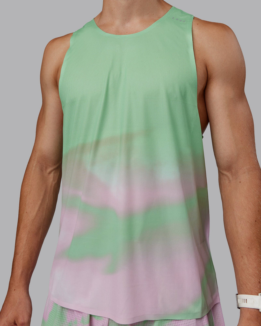 Man wearing Race Day Performance Tank - Mystic Print