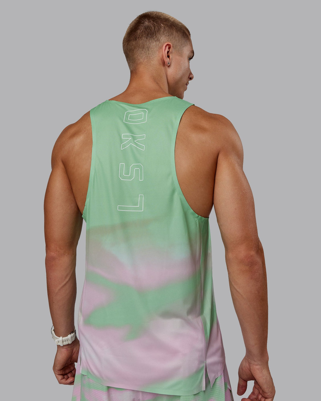 Man wearing Race Day Performance Tank - Mystic Print