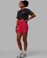 Woman wearing Redline FLXCotton Cropped Tee - Pirate Black-White